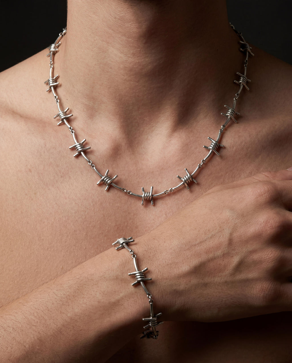 Wire bracelet and necklace and belt chain