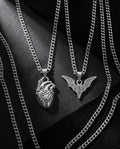 Heart and bat necklace