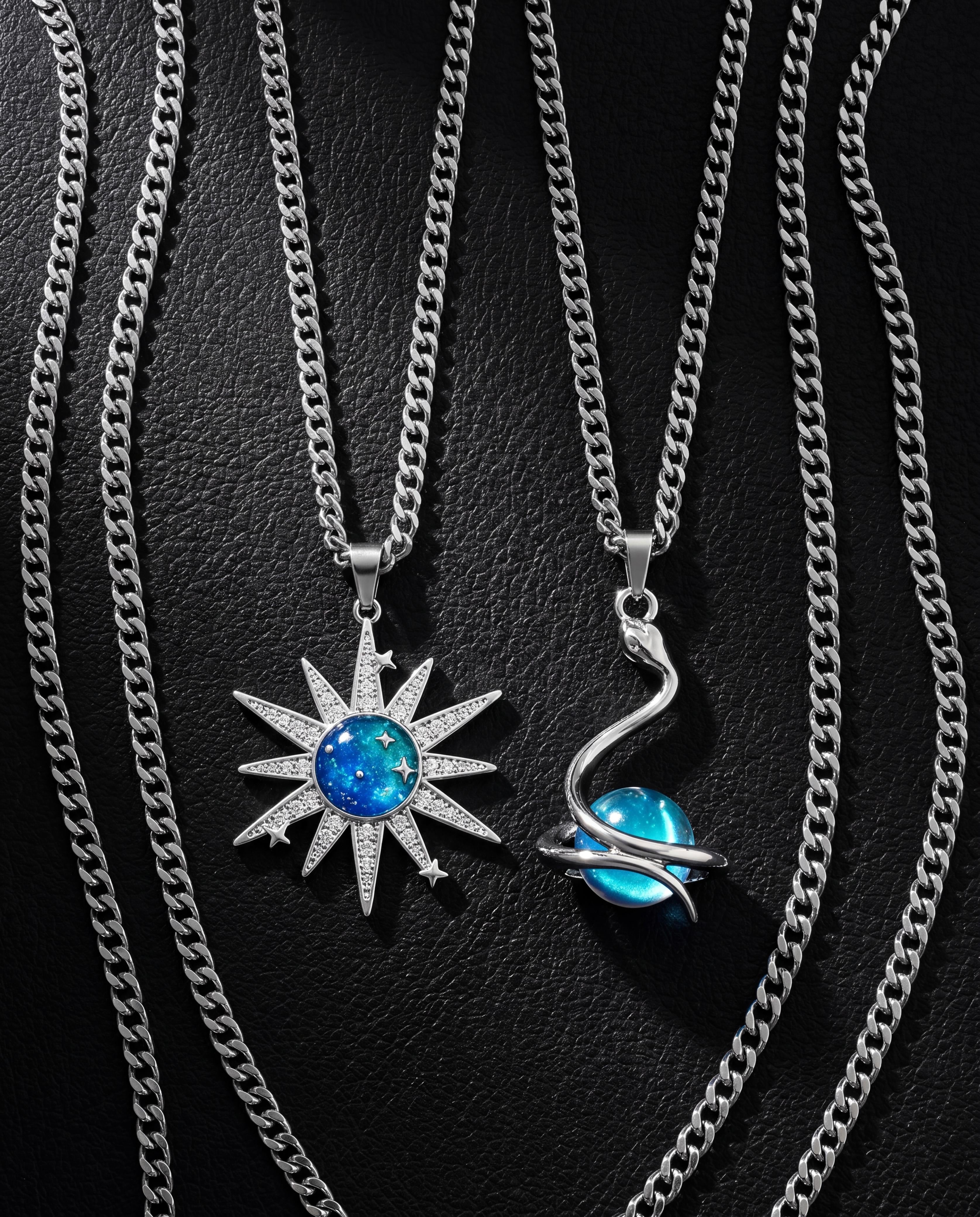 Planet and snake necklace