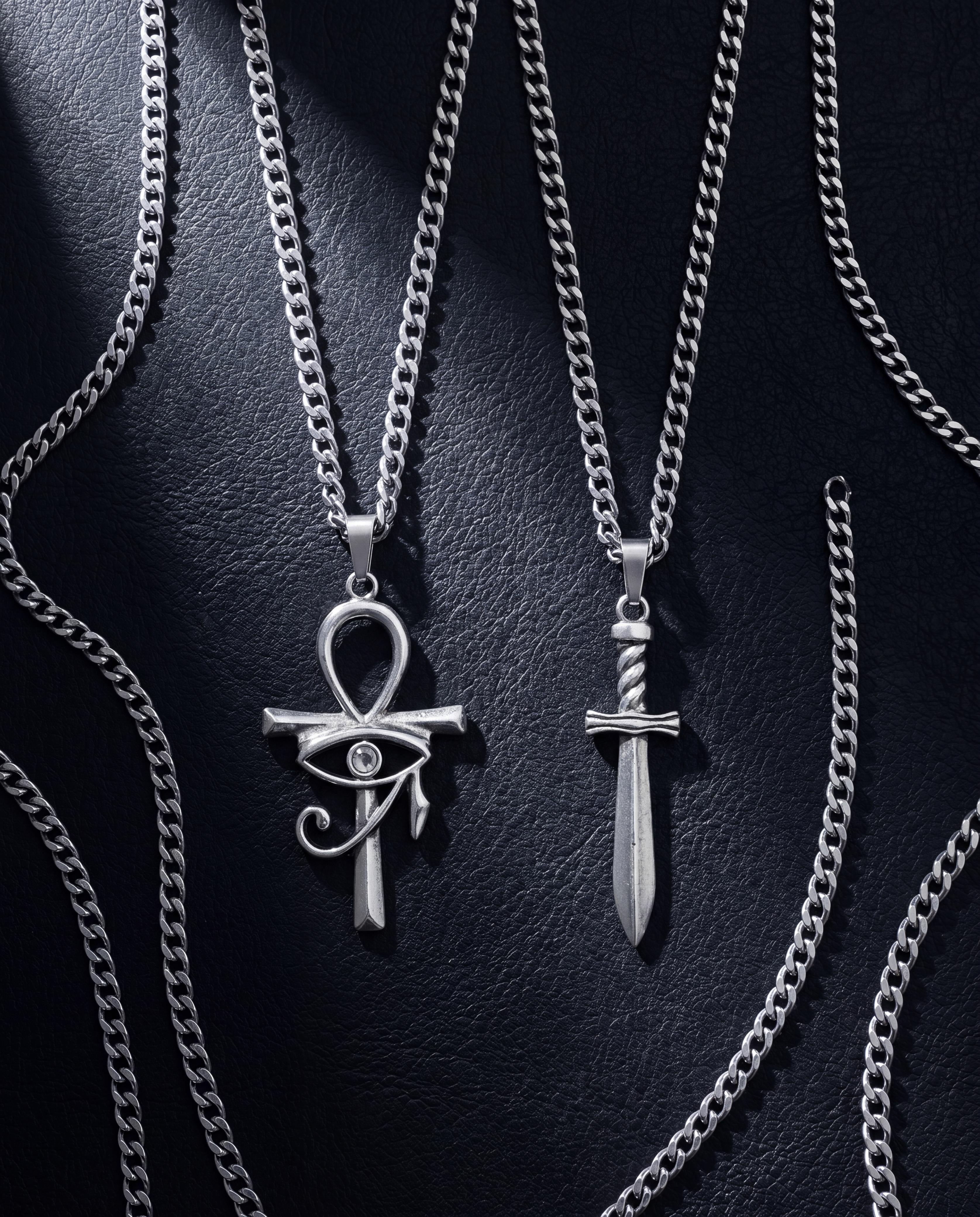 Key of life and knife necklace